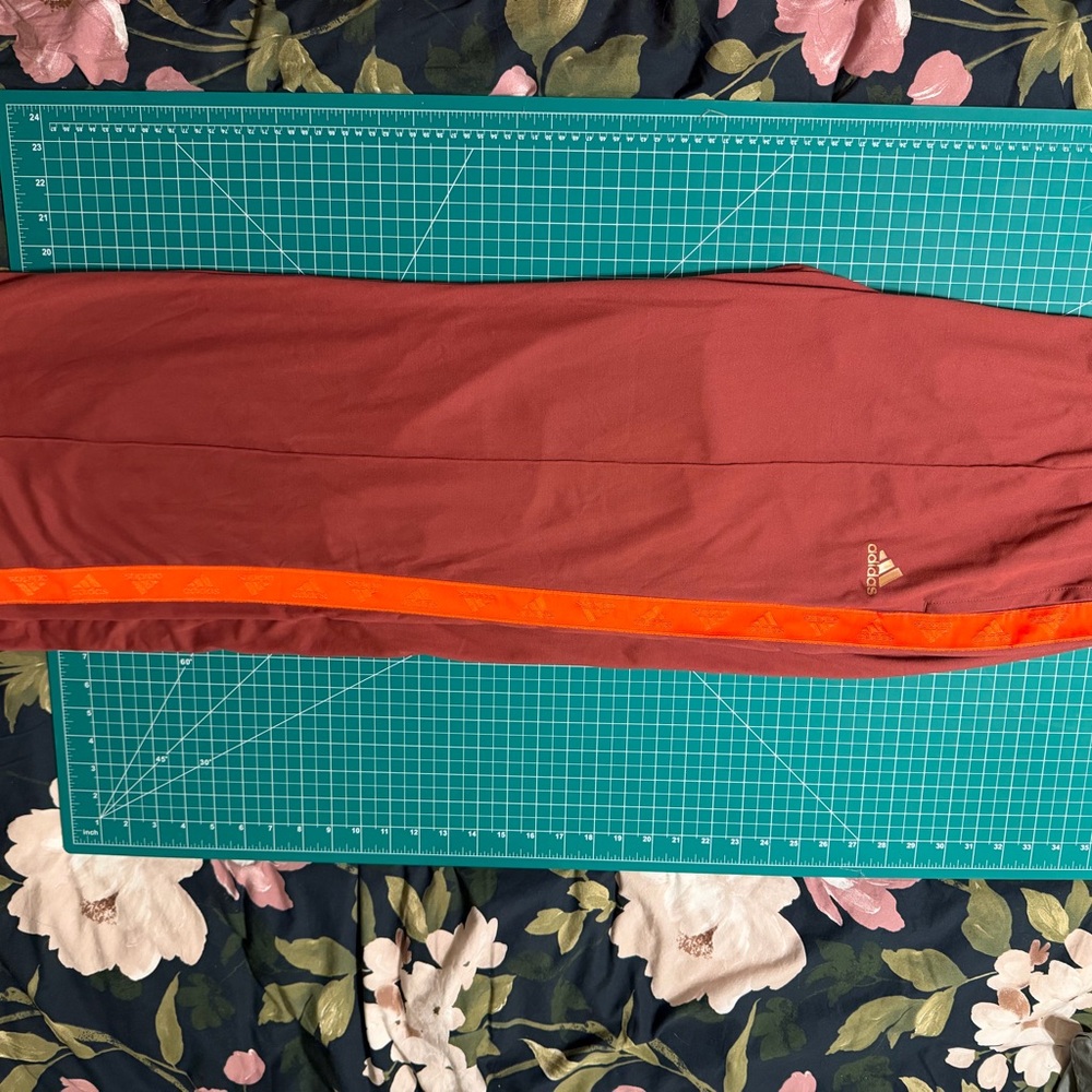 adidas Maroon Track Pants with Orange Stripe
